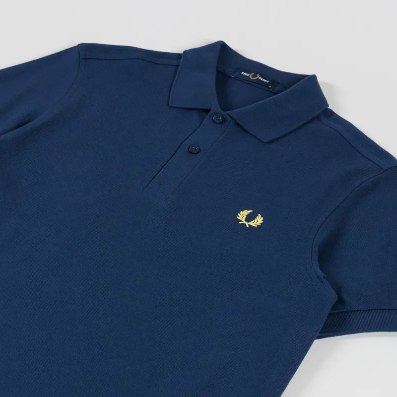 Fred Perry Plain Shirt Tennis Blue Lemon Barley-1
