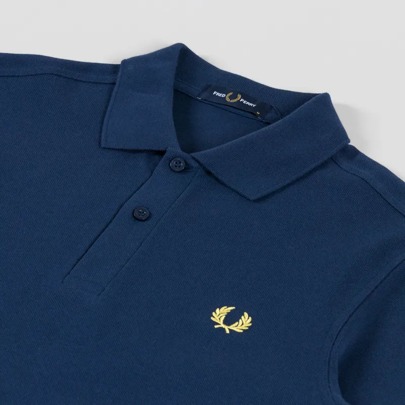 Fred Perry Plain Shirt Tennis Blue Lemon Barley-2