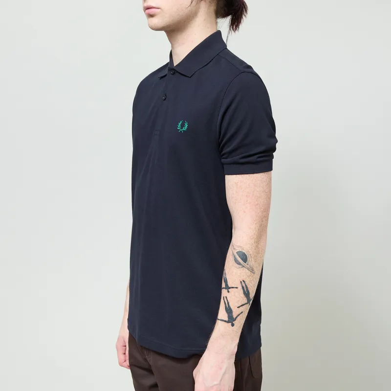 Fred Perry Plain Shirt Navy Sport Green-1