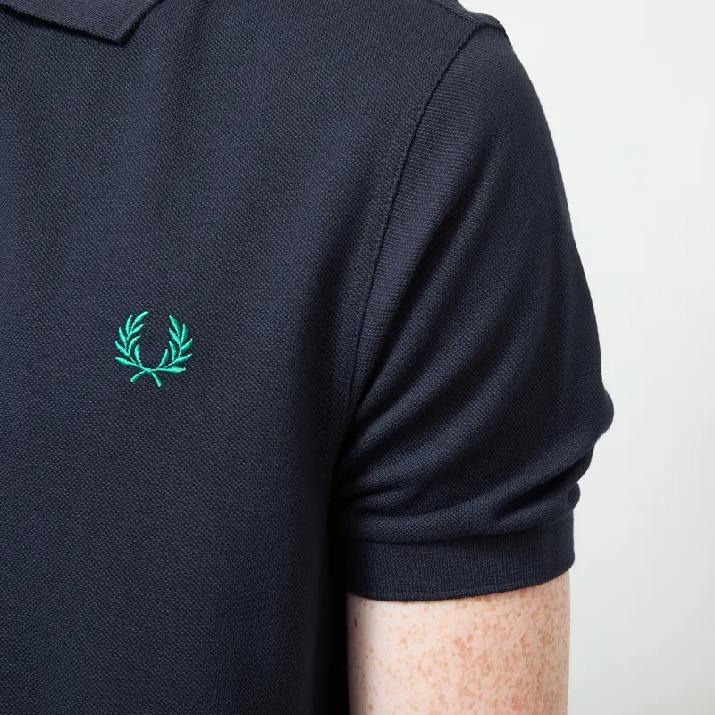 Fred Perry Plain Shirt Navy Sport Green-5
