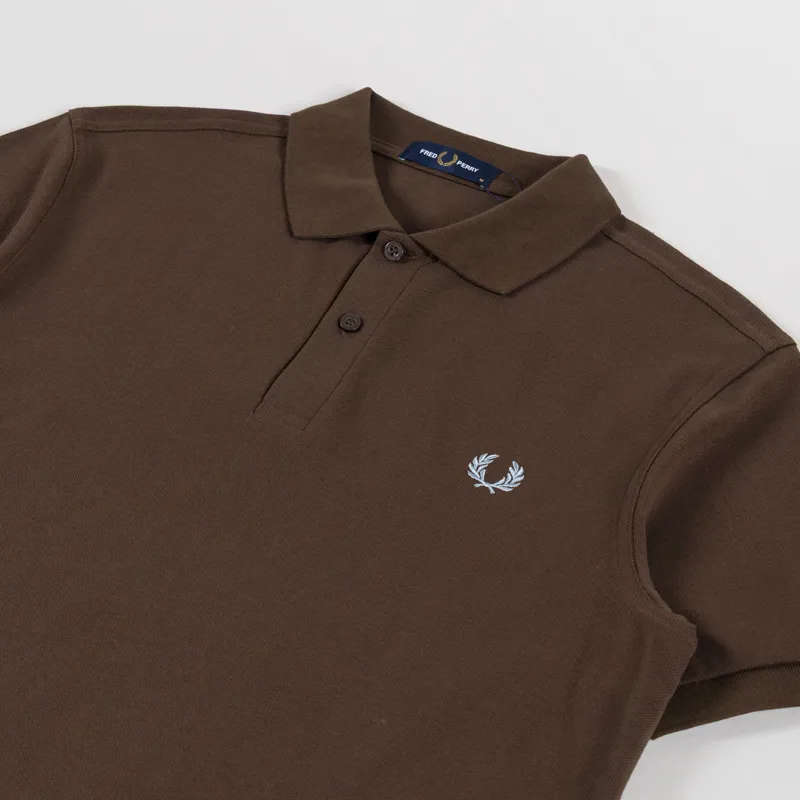 Fred Perry Plain Shirt Burnt Tobacco Stockport Blue-1