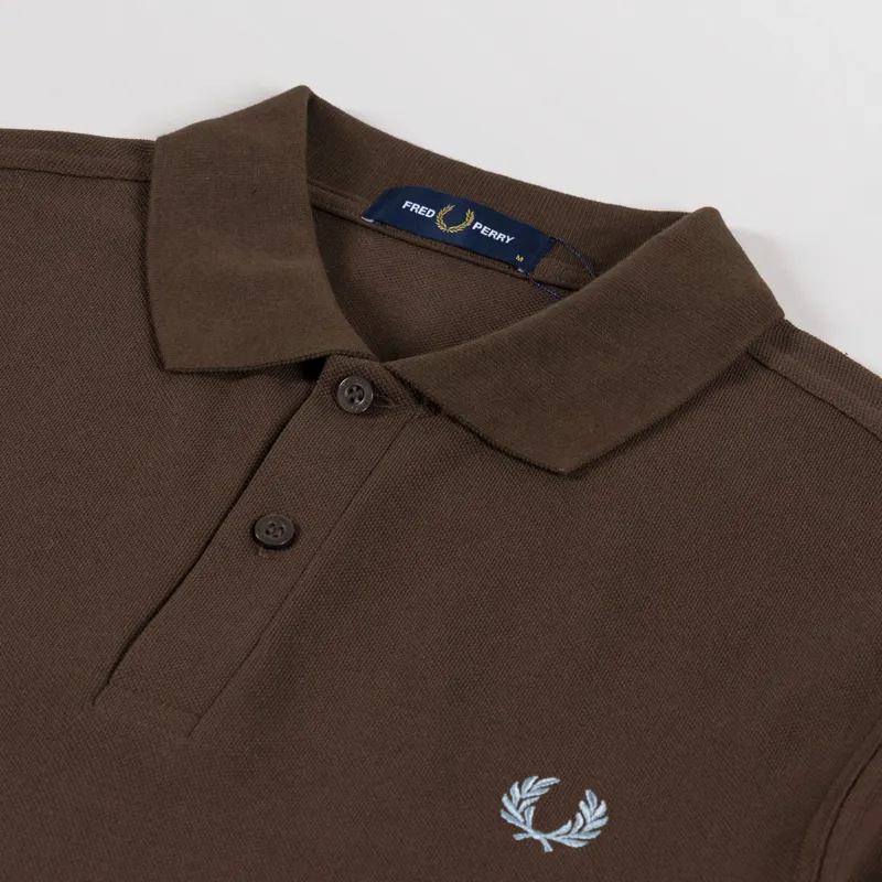 Fred Perry Plain Shirt Burnt Tobacco Stockport Blue-2