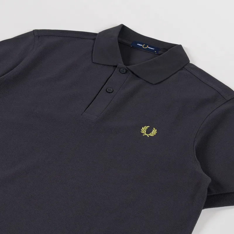 Fred Perry Plain Shirt Grey Tennis Ball Yellow-1