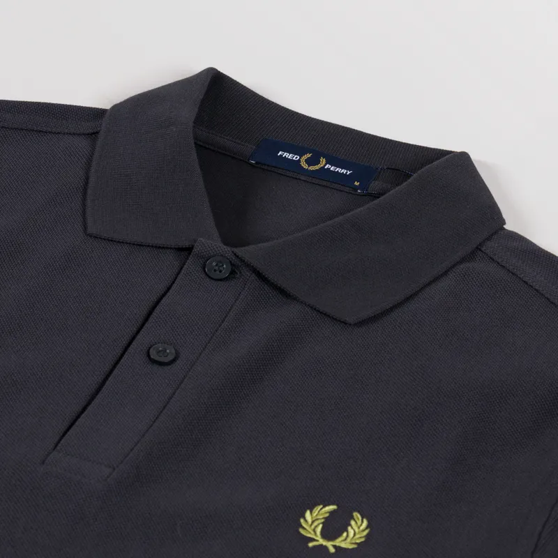 Fred Perry Plain Shirt Grey Tennis Ball Yellow-2