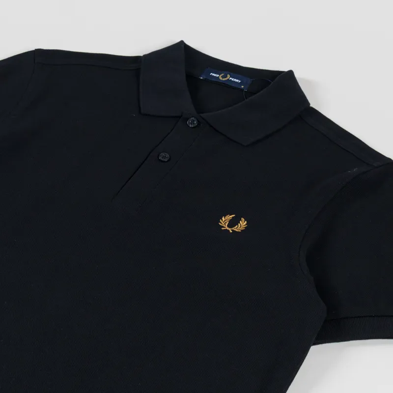 Fred Perry Plain Shirt Black Dark Caramel-1