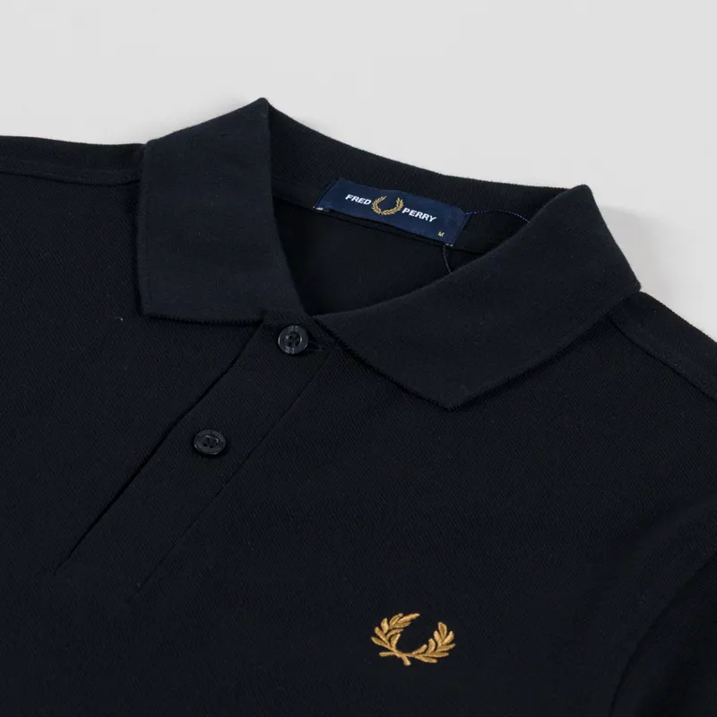 Fred Perry Plain Shirt Black Dark Caramel-2
