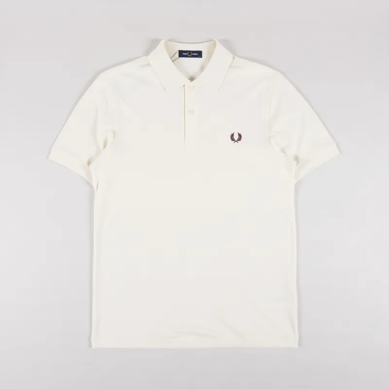 Fred Perry Plain Shirt Ecru Oxblood