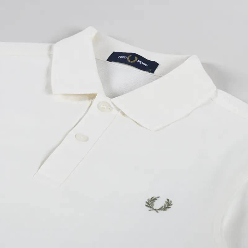 Fred Perry Plain Shirt Light Ecru Olive Mint-2