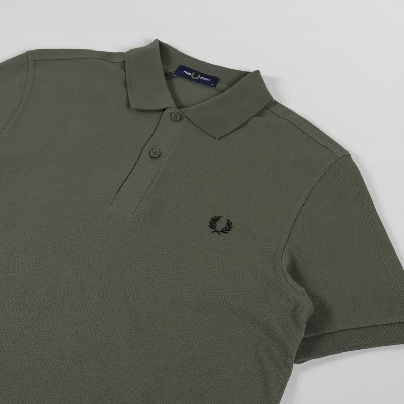 Fred Perry Plain Shirt Laurel Wreath Green Black-1