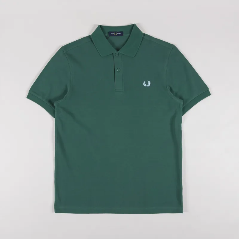 Fred Perry Plain Shirt Sport Green Track Blue