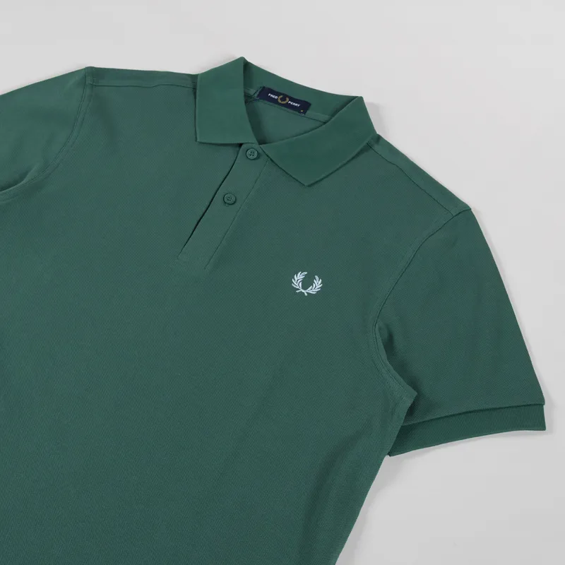 Fred Perry Plain Shirt Sport Green Track Blue-1
