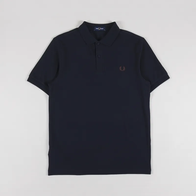 Fred Perry Plain Shirt Navy Carrington Road Brick