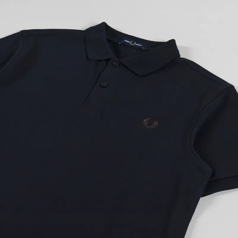 Fred Perry Plain Shirt Navy Carrington Road Brick-1