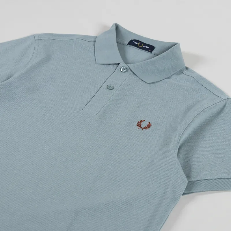 Fred Perry Plain Shirt Silver Blue Cinnamon-1