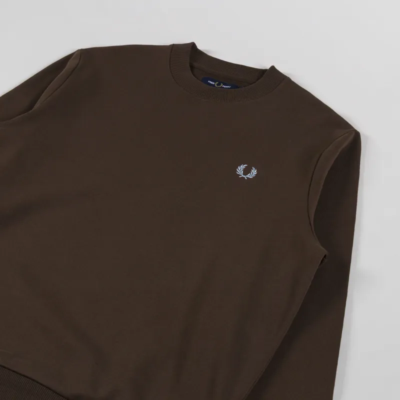 Fred Perry Crew Neck Sweatshirt Burnt Tobacco Stockport Blue-1