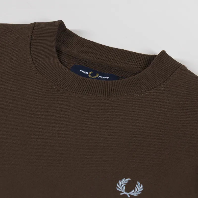 Fred Perry Crew Neck Sweatshirt Burnt Tobacco Stockport Blue-3