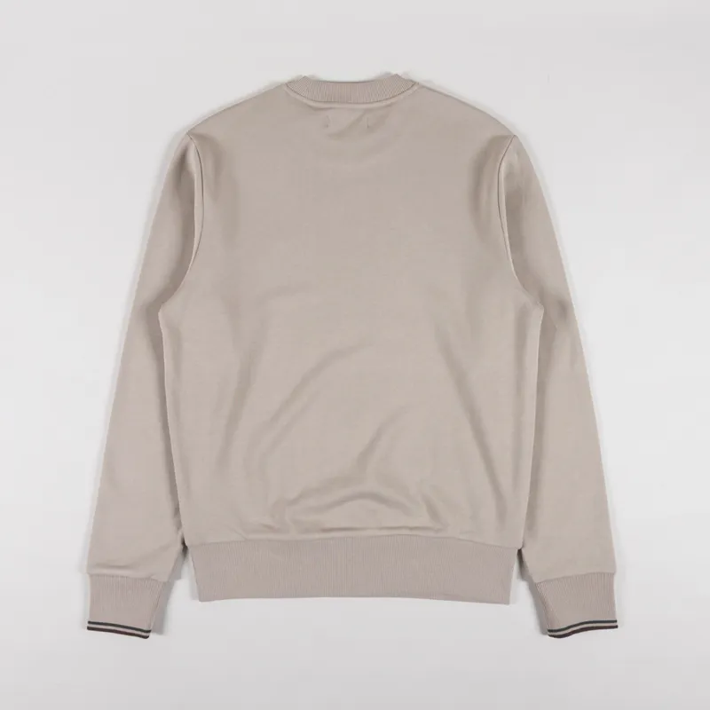 Fred Perry Crew Neck Sweatshirt Warm Oat Court Green Tobacco-1