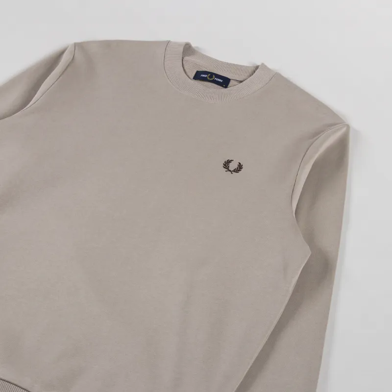 Fred Perry Crew Neck Sweatshirt Warm Oat Court Green Tobacco-2