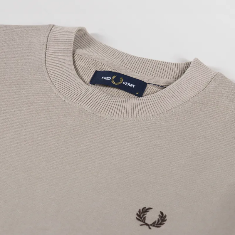 Fred Perry Crew Neck Sweatshirt Warm Oat Court Green Tobacco-4
