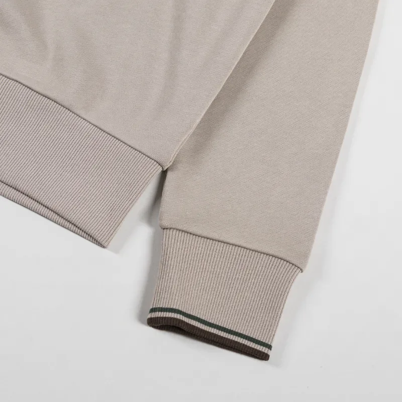 Fred Perry Crew Neck Sweatshirt Warm Oat Court Green Tobacco-7