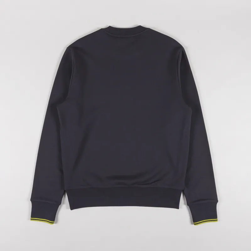 Fred Perry Crew Neck Sweatshirt Grey Tennis Ball Yellow-1