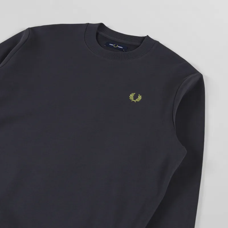 Fred Perry Crew Neck Sweatshirt Grey Tennis Ball Yellow-2