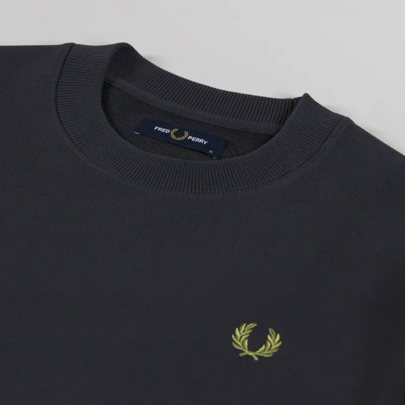 Fred Perry Crew Neck Sweatshirt Grey Tennis Ball Yellow-4