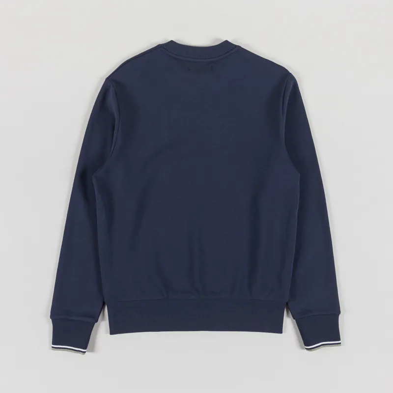 Fred Perry Crew Neck Sweatshirt Dark Airforce Ecru Seagrass-1