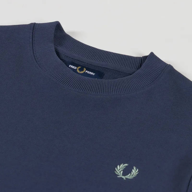 Fred Perry Crew Neck Sweatshirt Dark Airforce Ecru Seagrass-4