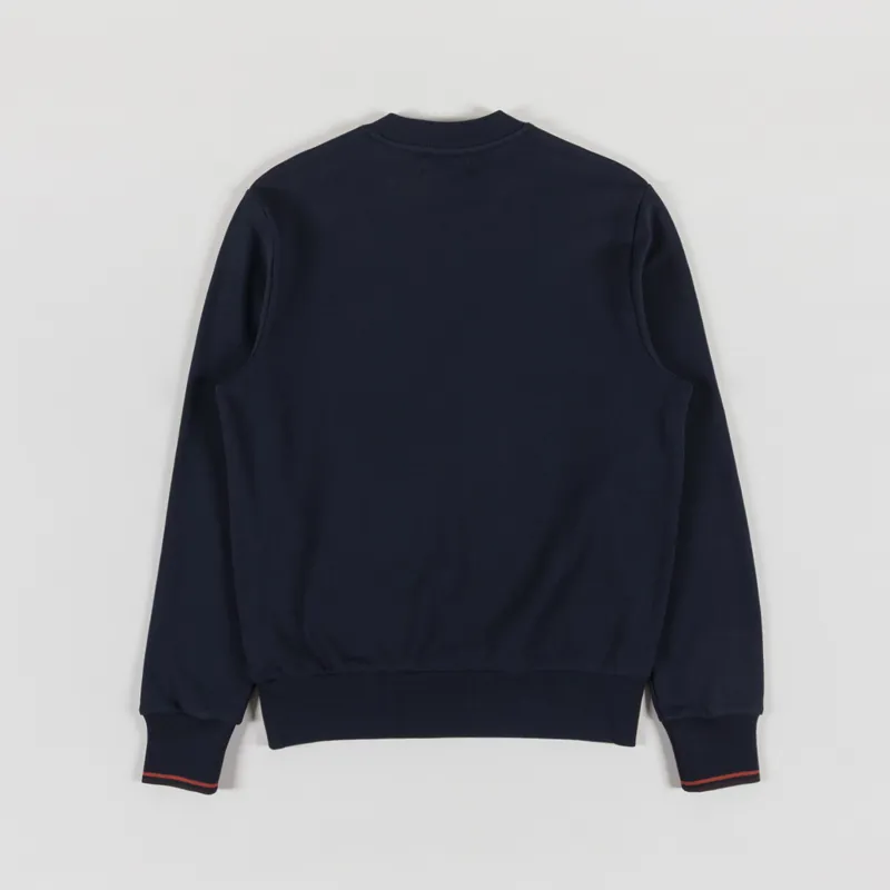Fred Perry Crew Neck Sweatshirt Navy Brandy Rich Brown-1