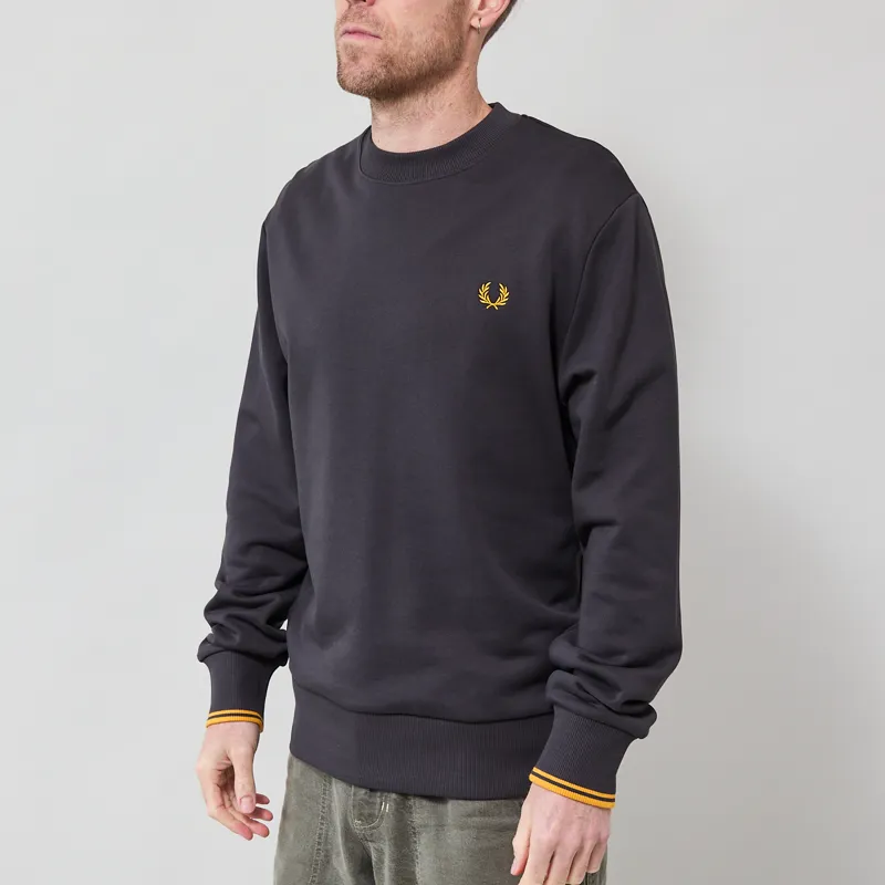 Fred Perry Crew Neck Sweatshirt Anchor Grey Golden-1