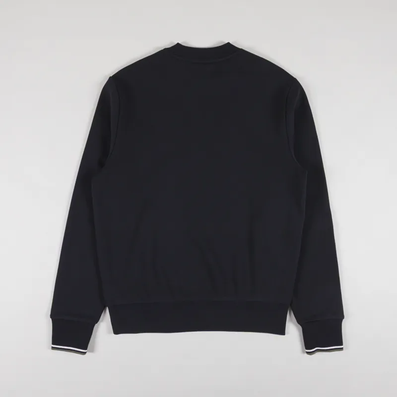 Fred Perry Crew Neck Sweatshirt Black Ecru Laurel Wreath Green-1