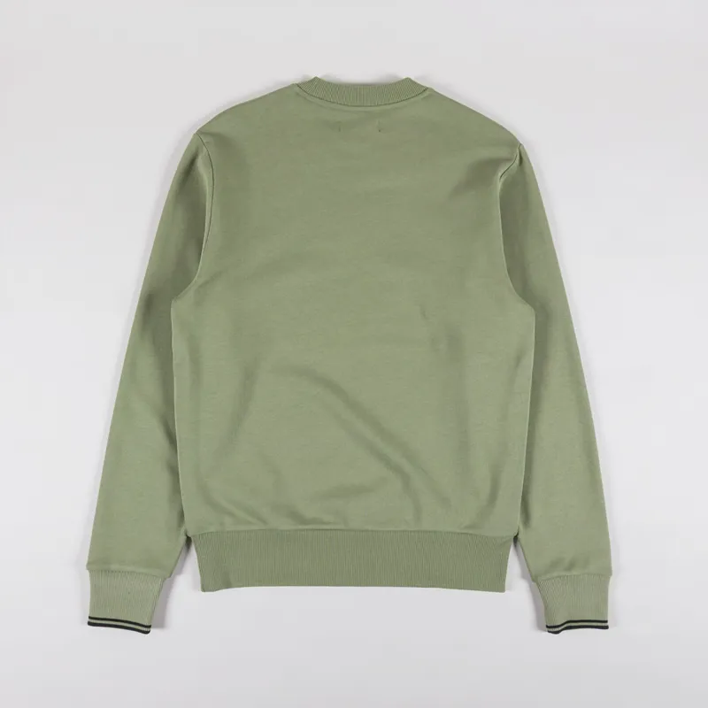 Fred Perry Crew Neck Sweatshirt Olive Mint-1