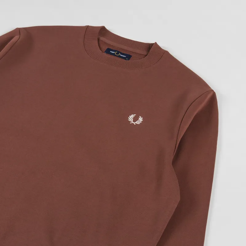 Fred Perry Crew Neck Sweatshirt Whisky Brown Porridge Marl-2