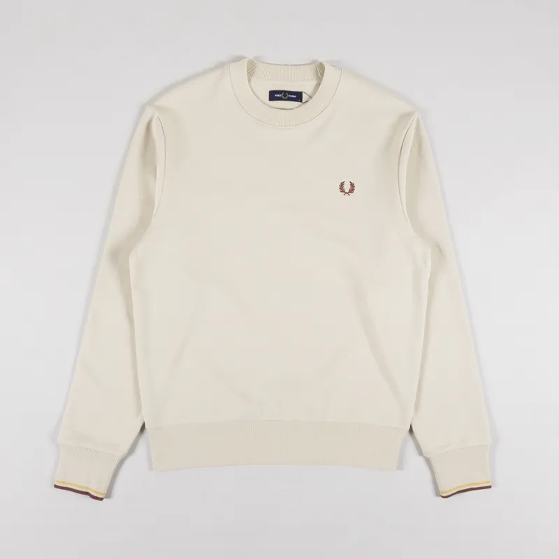 Fred Perry Crew Neck Sweatshirt Oatmeal Whisky Brown