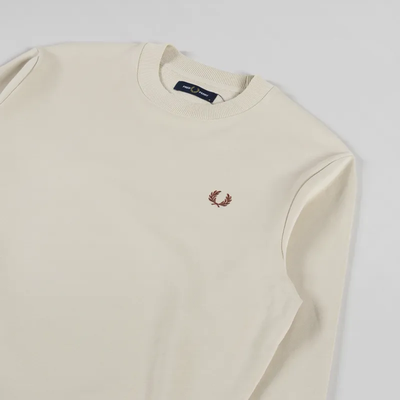 Fred Perry Crew Neck Sweatshirt Oatmeal Whisky Brown-2