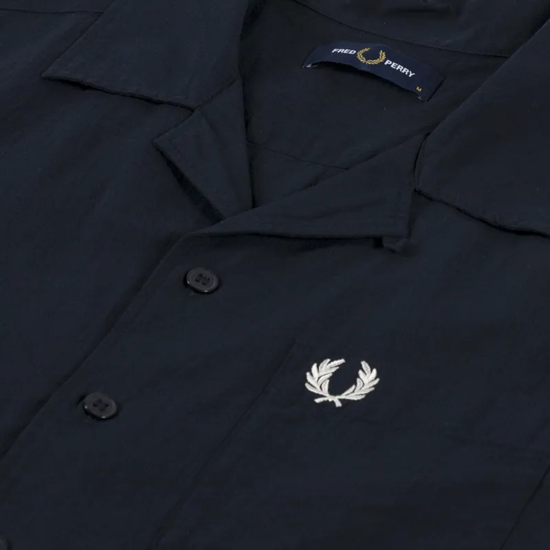 Fred Perry Lightweight Texture Revere Collar Shirt Navy-2