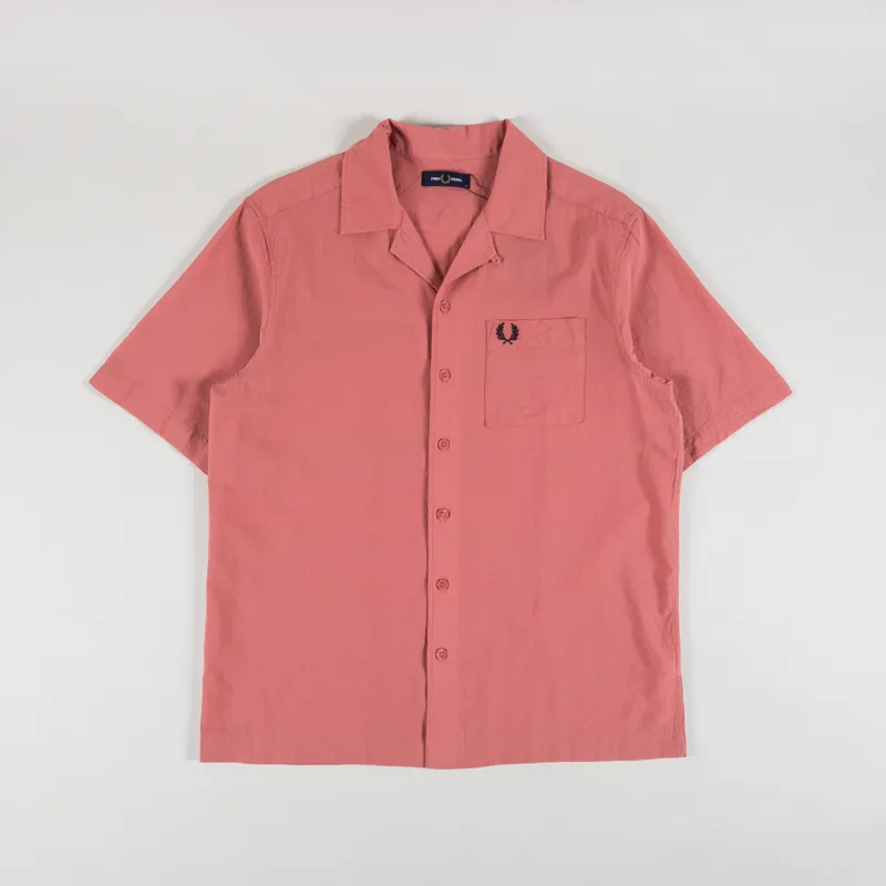 Fred Perry Lightweight Texture Revere Collar Shirt Putty Pink