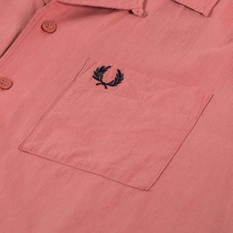 Fred Perry Lightweight Texture Revere Collar Shirt Putty Pink-3
