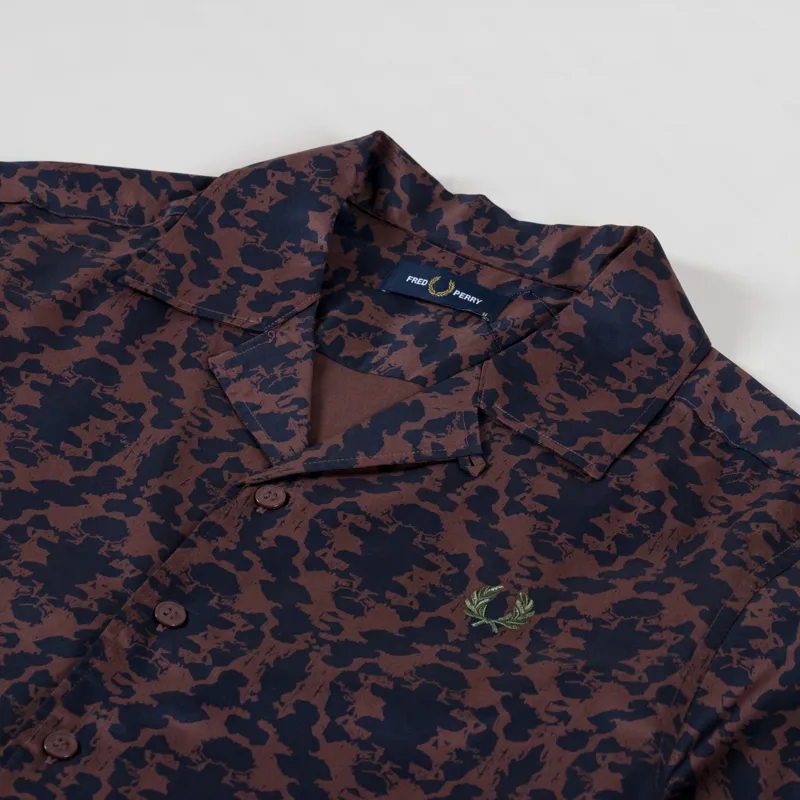 Fred Perry Repeat Print Revere Shirt Carrington Road Brick-3