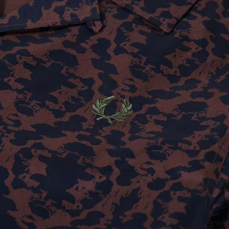 Fred Perry Repeat Print Revere Shirt Carrington Road Brick-4