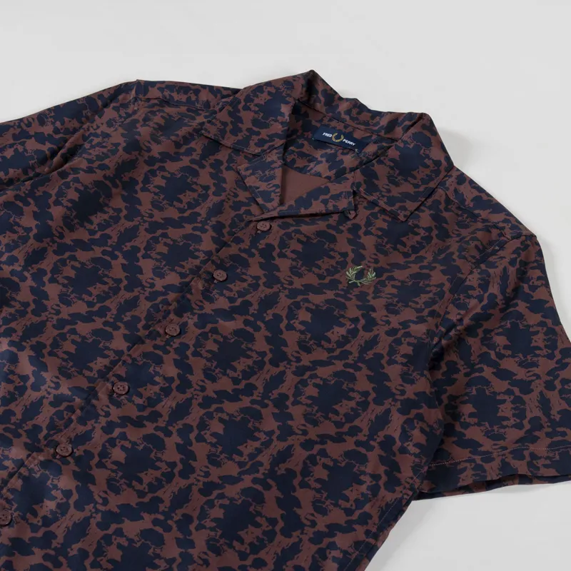 Fred Perry Repeat Print Revere Shirt Carrington Road Brick-1