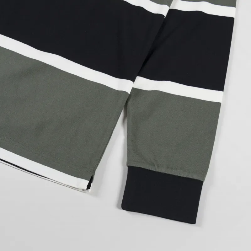 Fred Perry Striped Long Sleeve Polo Shirt Laurel Wreath Green-5