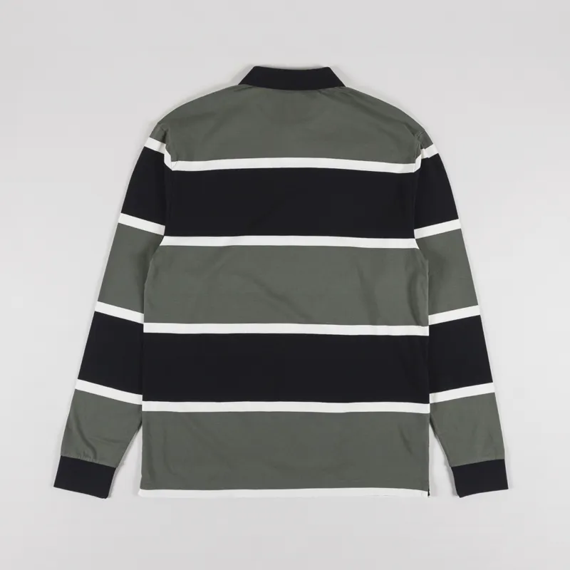 Fred Perry Striped Long Sleeve Polo Shirt Laurel Wreath Green-1