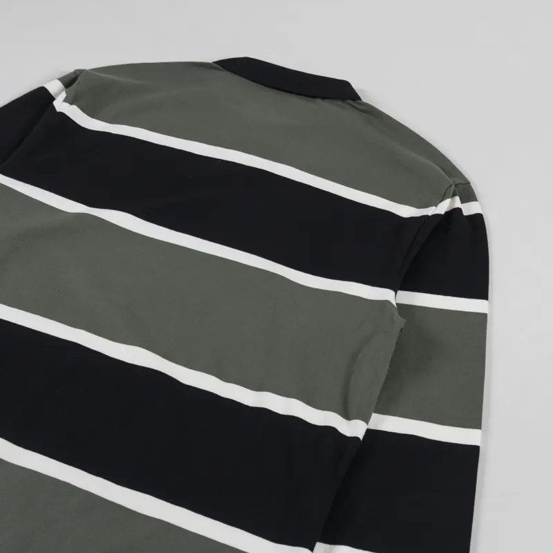 Fred Perry Striped Long Sleeve Polo Shirt Laurel Wreath Green-3