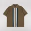 Fred Perry Panelled Button Through Polo Shirt Shaded Stone