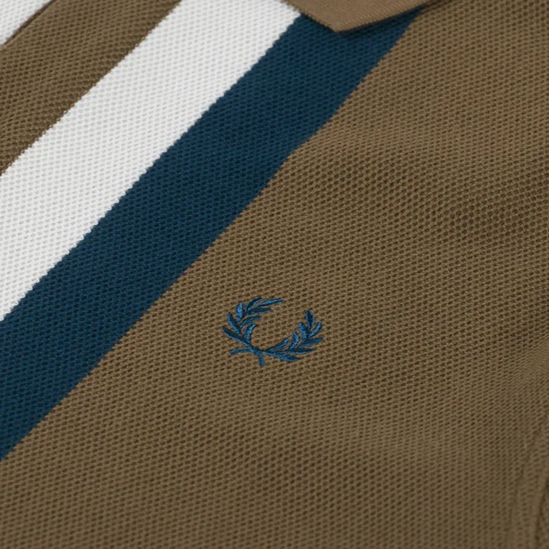 Fred Perry Panelled Button Through Polo Shirt Shaded Stone-3