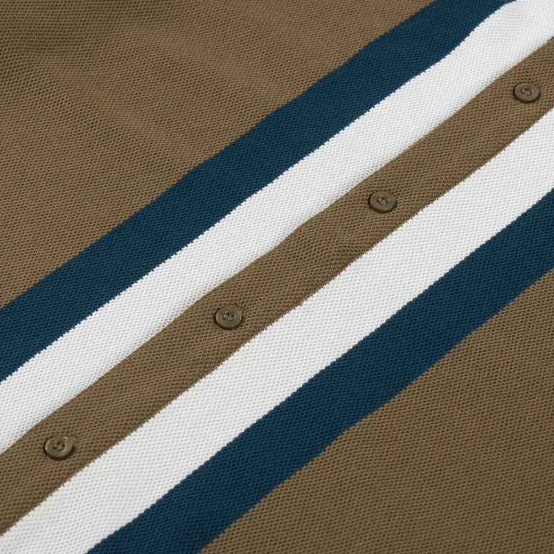 Fred Perry Panelled Button Through Polo Shirt Shaded Stone-4