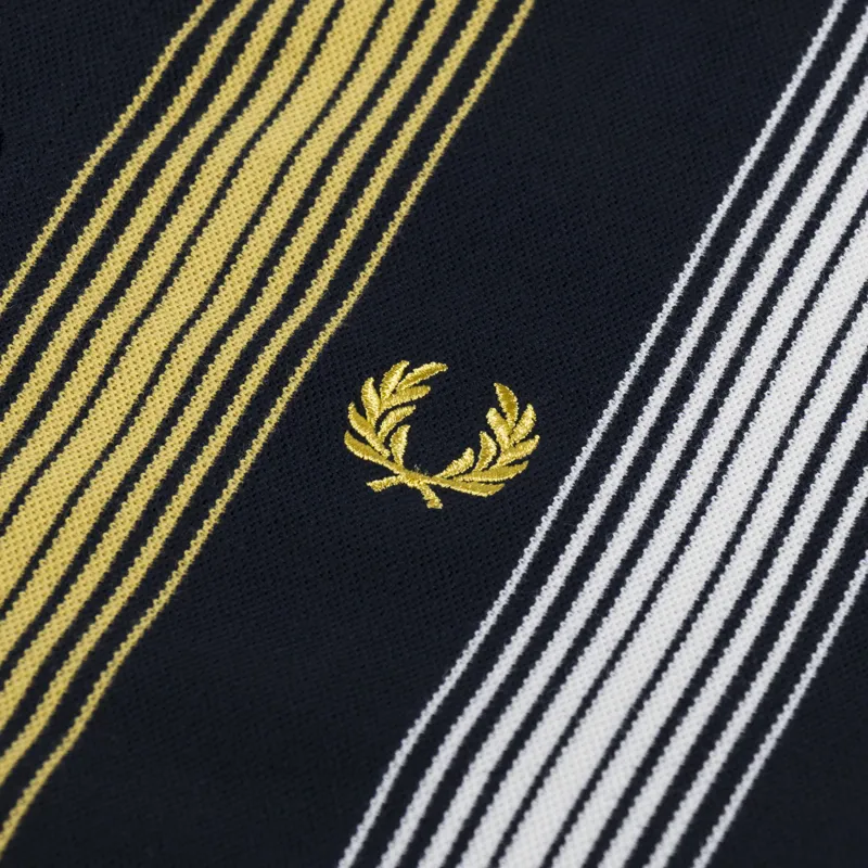 Fred Perry Ombre Stripe Long Sleeve Polo Shirt Navy-4
