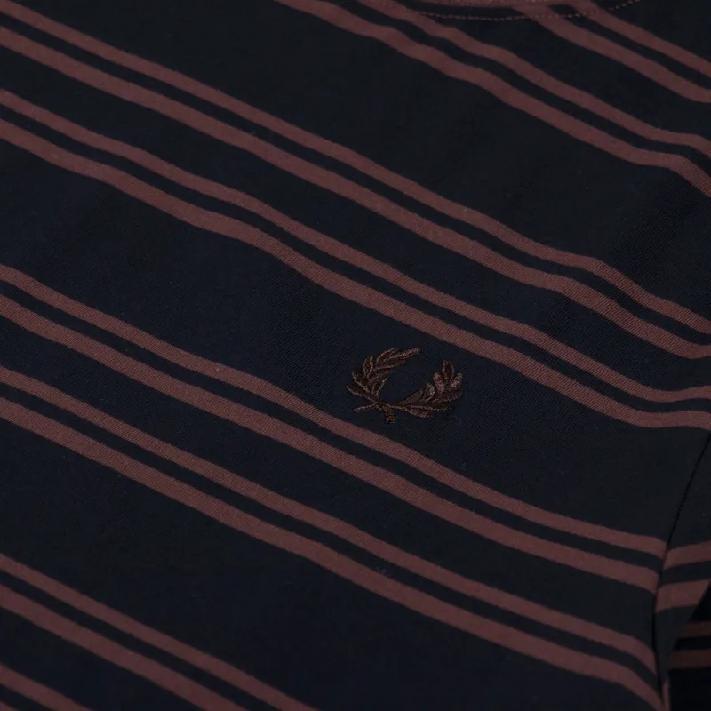 Fred Perry Fine Stripe T Shirt Navy Carrington Road Brick-2